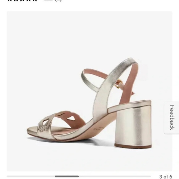 Cole Haan Josie Chain Strap Block Heel Sandal size 11 soft gold color heels NWT - Picture 3 of 8